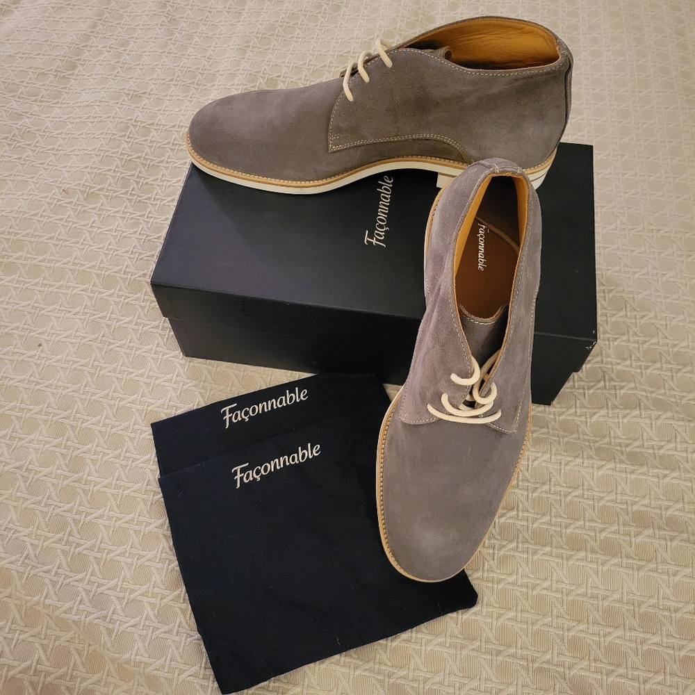 Faconnable High Top Gray Suede Shoes